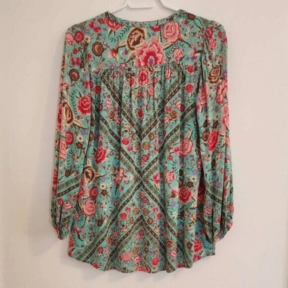 Spell & the Gypsy Collective Designs Babushka Turquoise Blouse Shorts XS